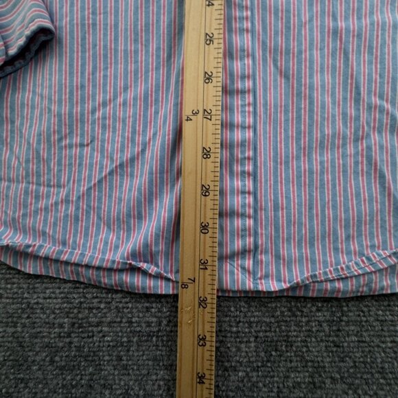 Ralph Lauren Men Long Sleeve Button Up Shirt Adult Striped Pink Blue XL Custom - Picture 4 of 11